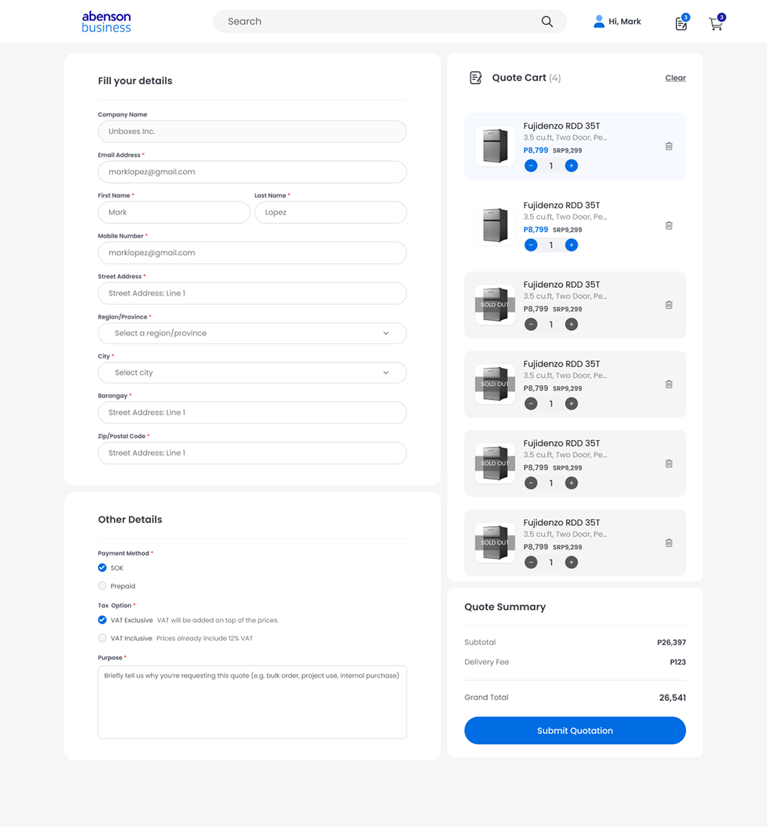 Quote Cart